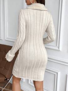 SHEIN Maternity Sweater, Floral Splice Fleece, Autumn/Winter - Apricot - View 3