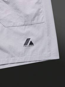 Manfinity Sport Corelite Boyfriend Style Men's Casual Letter Print Elastic Waist Sports Shorts, Summer Grey Shorts