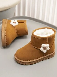 1 Đôi Giày bốt đi tuyết cho bé gái dễ thương bằng vải nhung ấm áp thoải mái mềm mại đế chống trượt bền bỉ cho bé mặc vào mùa đông - màu nâu - Xem 3