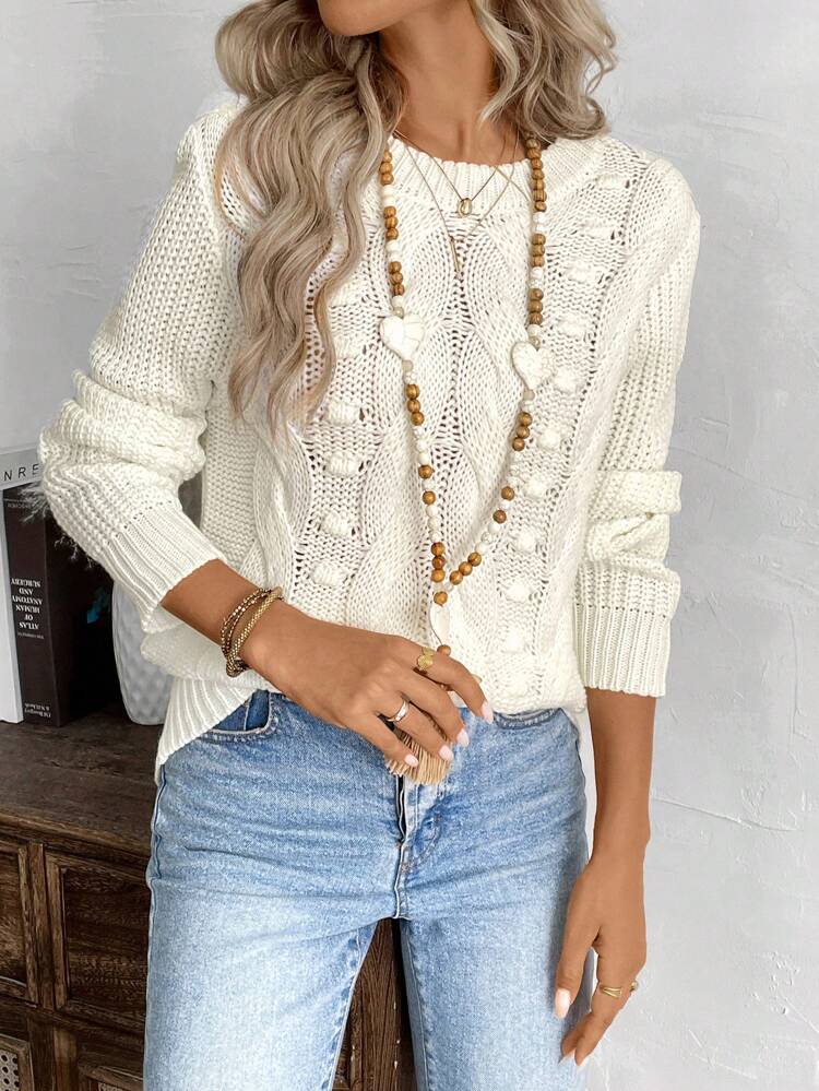 1pc Women Casual Solid Color Patchwork Long Sleeve Sweater, Autumn/Winter