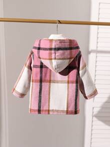 Baby Girls Plaid Jacket For Autumn/Winter - Pink - View 2
