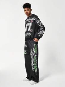 2pcs Teenager Boy Casual Cool Comfortable Hoodie & Pants Set - Black - View 6