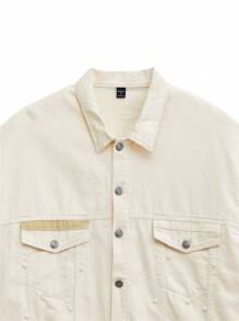 NEON BLANC Chaqueta de manga larga de denim blanco para hombre, estilo urbano