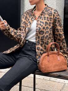 Chiquease 1pc Autumn Fashionable Animal Leopard Print Jacket Fall Cloth For Women - Multicolor - View 5