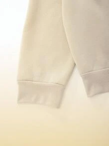 Manfinity Dauomo Áo nỉ cổ tròn in chữ và hình ông già Noel lộn ngược dành cho nam, mùa thu/đông - Màu Khaki - Xem 6