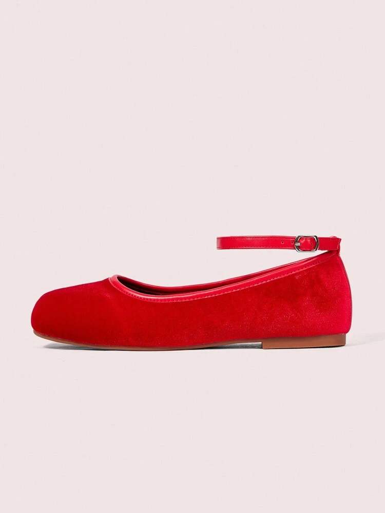 CUCCOO DOLLMOD Women's Square Toe Flat Black Velvet Material Casual & Party Slip-On Shoes Valentine Day