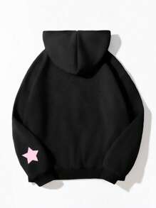 Sudadera de punto con capucha de manga larga informal para niña preadolescente, apta para uso diario en otoño/invierno