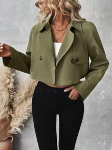 Chiquease Jacke mit Kragen, doppelreihig, langarm, für den lässigen täglichen Gebrauch