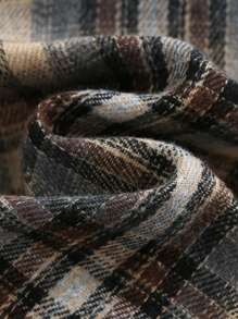 Cozy Pixies Baby Boy Houndstooth Print Collar Long Sleeve Open Front Shirt, Casual All-Match For Autumn/Winter