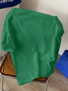 Claim Dot 男士夏季短袖休閒T恤，綠色標準碼，卡通熊貓圖案印花