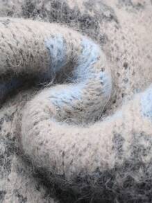 DAZY Letter Jacquard Knit Loose Crew Neck Sweater For Women,Fall Women Clothes - Grey - View 8