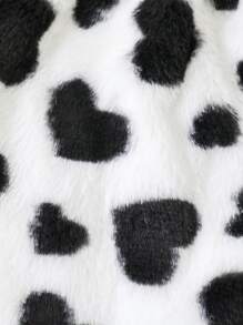Modische umkehrbare Plüsch-Reißverschluss-Kapuzenjacke mit Herzmuster für Kleine Mädchen
