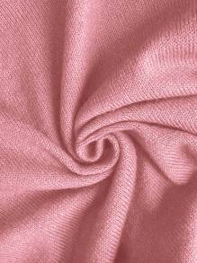 EMERY ROSE 女士纯色圆领短袖休闲针织上衣 - 粉色 - 查看 7