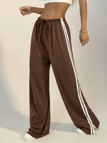 StreetHx Women Casual Striped Drawstring Straight Leg Sweatpants Graduation,Back To School Outfits,Graduation,Teacher Outfits For Women,Back To School
