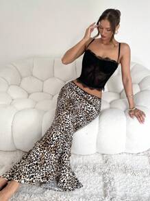 Chiquease Retro Lace Panel Sheer Camisole Tank Top - Black - View 3