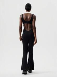 VARSITIE Fall Winter Clothes Simple And Stylish Contrast Color Women Outdoor One-Pieces - Black and White - View 2