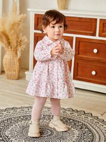 SHEIN 2 pezzi/Set Elegante e Carino Outfit Per Bambine con Gilet in Finta Pelle e Vestito Camicia con Stampa Leopardata, Tessuto Morbido e Confortevole, Adatto Per Uscite - Rosa - Visualizzare 6