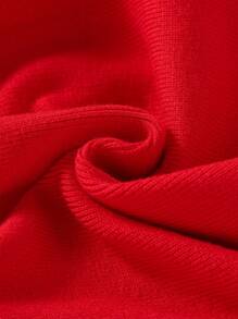 SHEIN Elladie kids Baby Girl Colorblock Collar Long Sleeve Ruffle Hem Cute Sweater Dress, Autumn/Winter - Red - View 7