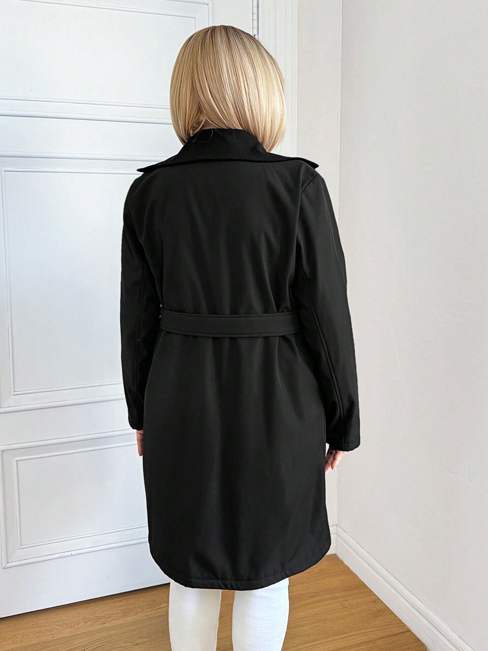 Women Casual Solid Color Thermal Lined Mid-Length Jacket, Autumn/Winter