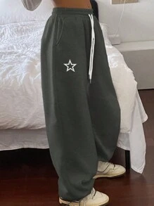 DAZY Quần dài ống đứng giản dị thời trang có họa tiết trang trí dành cho nữ - Màu xám đen - Xem 5