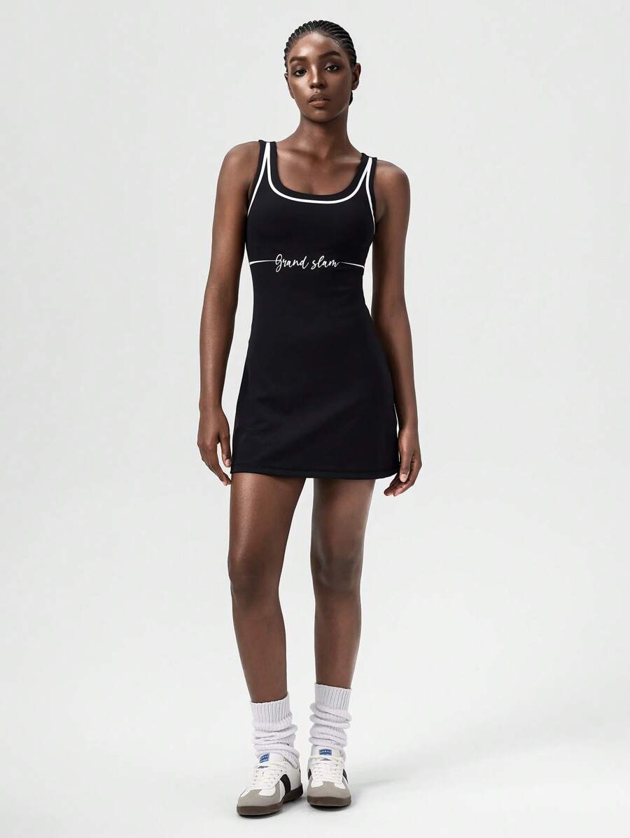 VARSITIE Simple Casual Letter Print Basic Style Women Active Dresses