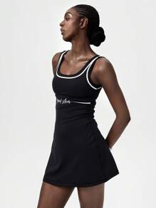 VARSITIE Simple Casual Letter Print Basic Style Women Active Dresses