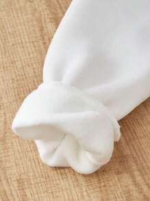 Teen Girls Cartoon Letter Graphic Sweatshirt And Elastic Waist Button Skirt Set