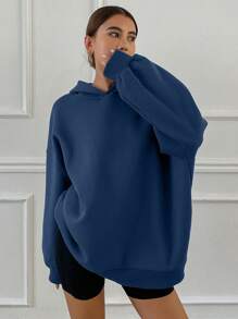 DAZY 1 pièce Sweat-shirt à capuche décontracté épaissi ample de couleur unie