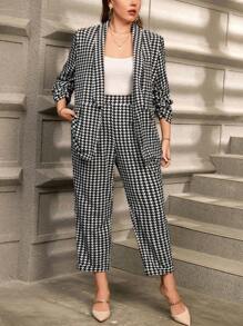 SHEIN Clasi Ensemble tailleur 2 pièces oversize, imprimé prince-de-galles, élégant et stylé