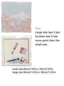 1 Peça Kit de Pintura por Números de Tulipa para Adultos Iniciantes, Tela de 20 Wx20 L ou 30 Wx30 L, Pintura com 2 Pincéis, Pigmentos Acrílicos de Flores e Paisagens, Pintura DIY Fofa, Decoração de Parede para Casa, Presente de Natal