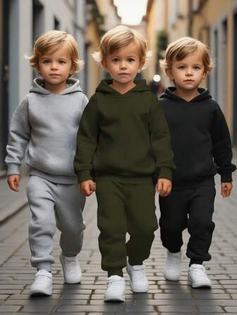 3pcs Young Boy Casual Sports Running Athleisure Outfit, Suitable For Autumn/Winter