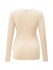 Modmama 3pcs Maternity Casual Round Neck Long Sleeve Fitted T-Shirt Set - Apricot - View 5