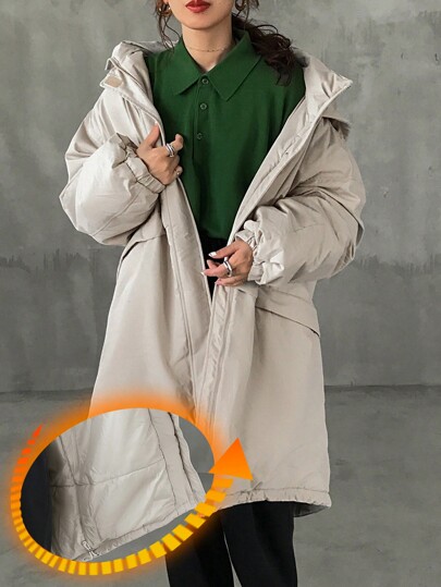 FRIFUL Abrigo acolchado con capucha y cremallera, de unicolor, de moda sencilla para invierno, con bolsillos, para mujer