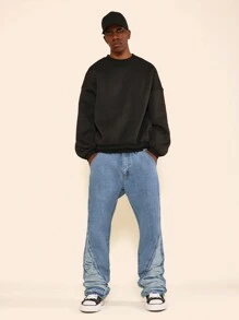 SUMWON Flare Fit Distressing Jean - Blue - View 3