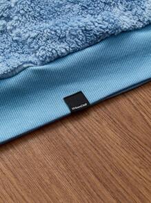 Manfinity VCAY 男士针织休闲时尚毛绒宽松长袖连帽运动衫，适合秋冬季，浅蓝色蓬松图案厚羊毛连帽衫，适合朋友、丈夫、男朋友的礼物 - 藍色 - 查看 6