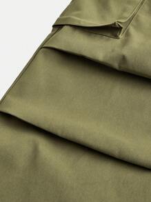 Tween Girls Casual Fuzzy Ribbed Turtleneck Patched Star T-Shirt And Relaxed Cargo Pants Set In Military Green - Army Green - View 3