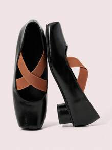 CUCCOO DOLLMOD Zapatos tipo Mary Jane de tacón alto de punta cuadrada para mujer, en color negro, con tacón cilíndrico y estilo cruzado, con aspecto vintage - Marrón - Ver 5