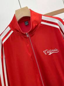 Muchica Women's Autumn New Large Red Stand Collar Jacket - Red - View 5