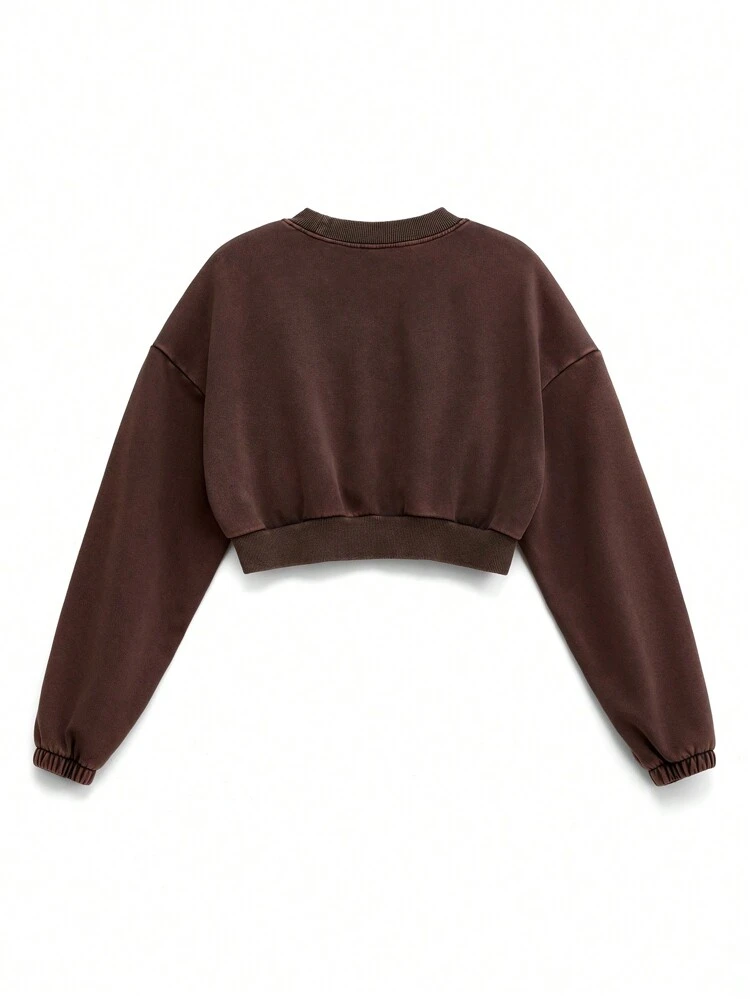 Men's Letter Print Fried Salt Pattern Pullover Long Sleeve Sweatshirt, For Fall Winter