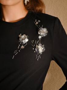 MOTF STUDIO ÁO PHÔNG ĐEN CHI TIẾT SEQUIN TƯƠNG PHẢN - màu đen - Xem 3