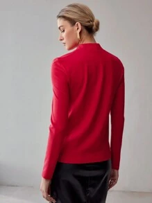 MOTF PREMIUM 纯色 V 领修身 T 恤 - 紅色 - 查看 7