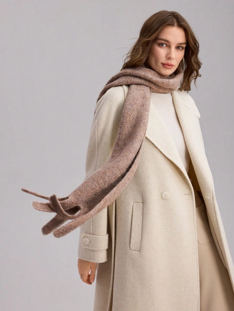 1PC WOMEN'S BASICS DAILY COMMUTE SOLID COLOR TASSEL KNITTED BLEND SCARF, SUITABLE FOR CASUAL WEAR