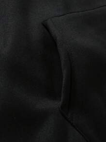 Manfinity EMRG 男士休闲字母印花连帽衫和运动裤套装 - 黑色 - 查看 4