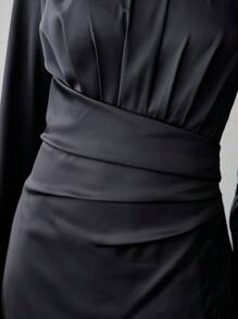 MOTF PREMIUM FLORAL PRINT RUCHED WAIST FLARE HEM DRESS - Multicolor - View 3