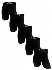 5pcs Men Letter Print Long Boxer Brief Underwear Set - Multicolor - View 3