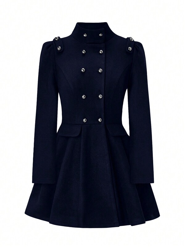 Plus Size Women's Double-Breasted Long Elegant Overcoat, Autumn/Winter