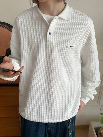 Manfinity VCAY 男士针织时尚休闲宽松长袖 Polo 衫，适合年轻人