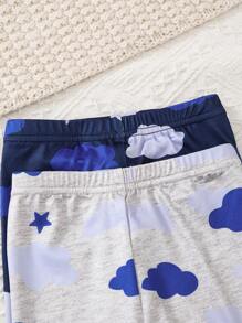 2 pièces Body à manches longues et pantalon pour bébé garçon avec motif mignon de nounours nuage et blocs de couleurs, tenue de détente confortable et respirante avec un ajustement proche du corps - Multicolore - Voir 8