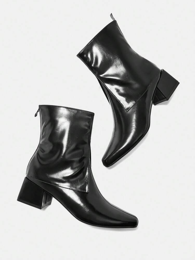CUCCOO BIZCHIC Women's Fashion Chunky Heel Pointed Toe Side Zipper Ankle Boots For Christmas And New Year Holiday