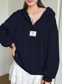 INAWLY Women's Long Sleeve Simple Logo Sweatshirt, Casual Daily Wear,Long Sleeve Tops